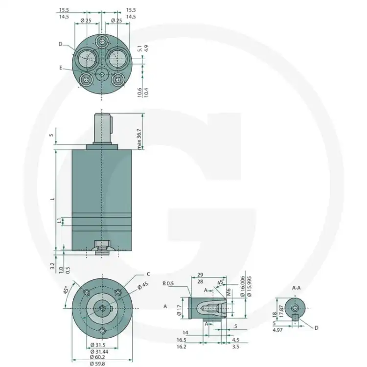 WHITE-151G0002-OMM-20-Silnik-hydrauliczny-D=16mm-EP-2