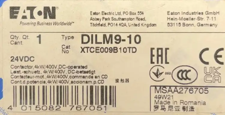 Eaton-DILM9-10-XTCE009B10TD-Stycznik-mocy-4kW-400V-24VDC-3